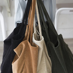 High Women Corduroy Shoulder Bag Large Capacity Female Big Tote Handbag