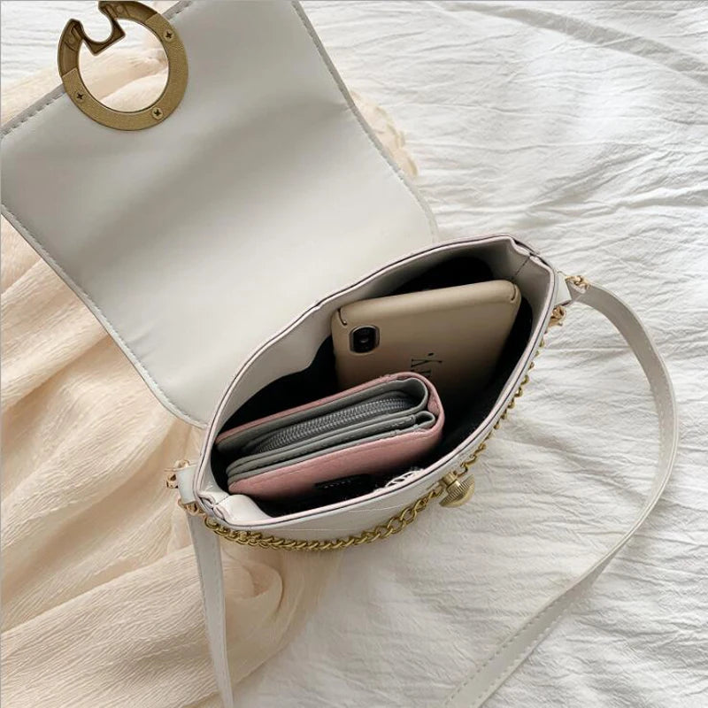 High Women Leather Handbags Shoulder Bag PU Solid Small Crossbody Bags