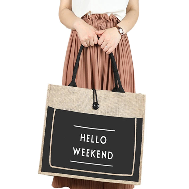 Women Linen Tote Large Capacity Casual Shoulder Bag