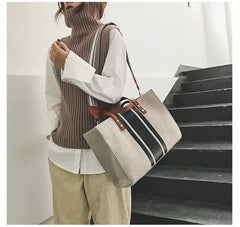 High Women Linen Tote Large Capacity Female Casual Shoulder Bag
