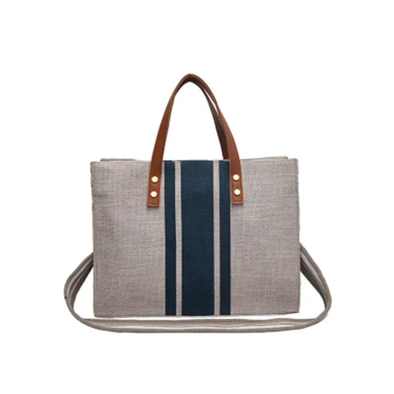 High Women Linen Tote Large Capacity Female Casual Shoulder Bag