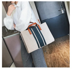 High Women Linen Tote Large Capacity Female Casual Shoulder Bag