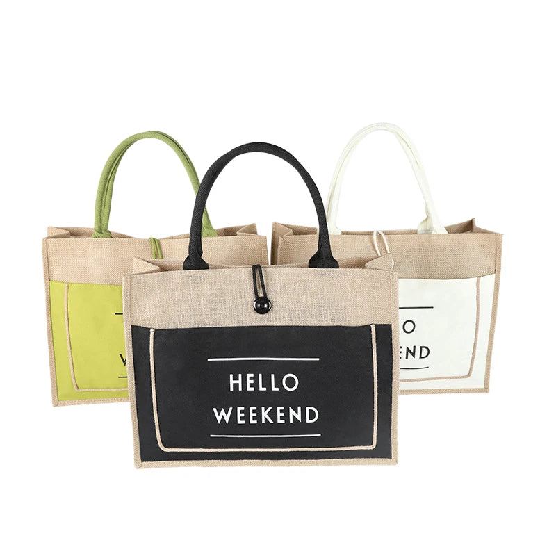 Women Linen Tote Large Capacity Casual Shoulder Bag
