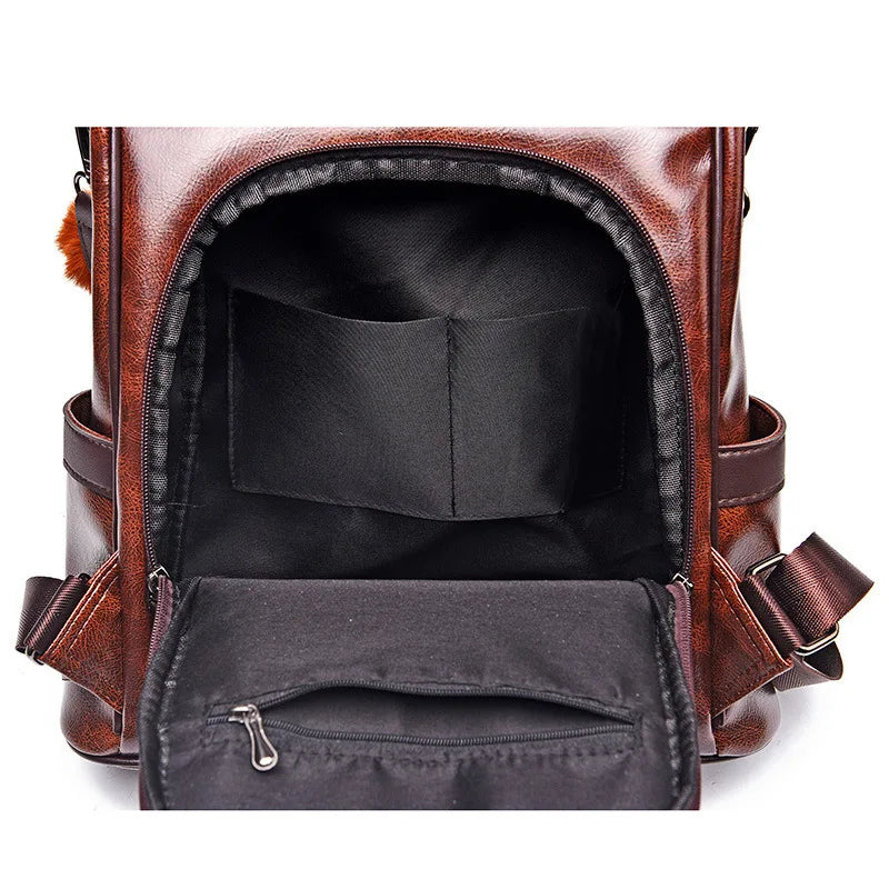 Vintage Women Pu Leather Backpack Casual Travel Shoulder Bag Laptop School Bags