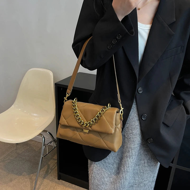 Women Pu Leather Chain Shoulder Bag Crossbody Bags Casual Handbags Messenger Bag