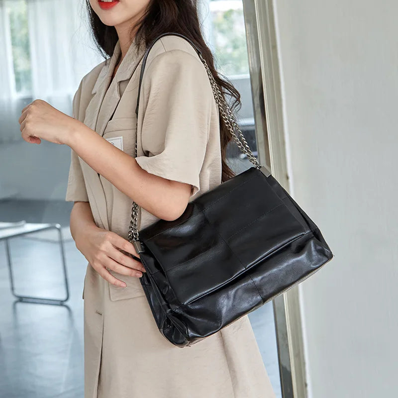 High Women Leather Shoulder Bag Large Capacity Crossbody