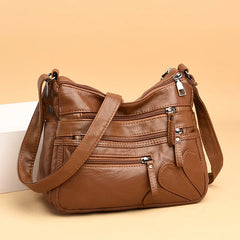 High Women Shoulder Bag Pu Leather Crossbody Bag Multi-pockets Messenger Bag