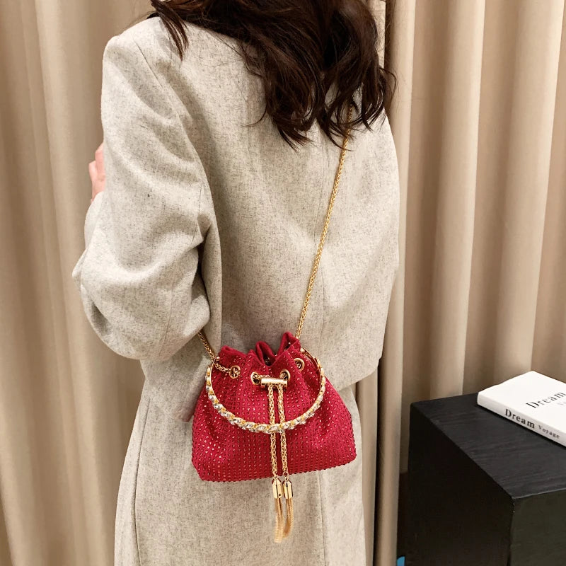 Women Small Pu Leather Handbags Bucket Bags Ladies Shoulder Messenger Bags