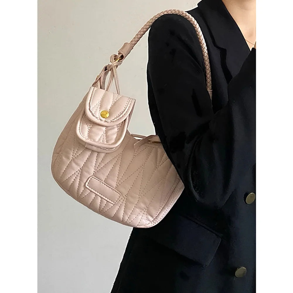 Women Underarm Bags Diamond Plaid Shoulder Bag with Small Purse