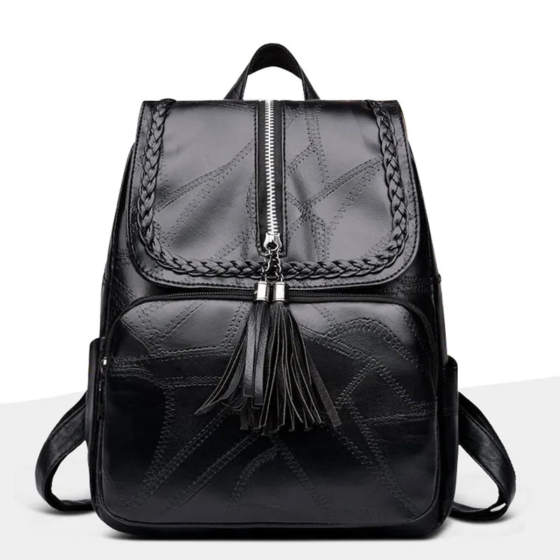 Women Vintage Backpack Large Capacity Leather Shoulder Bag For Teenager Girls