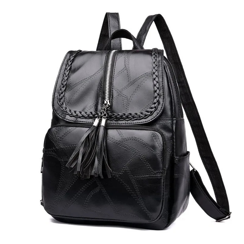 Women Vintage Backpack Large Capacity Leather Shoulder Bag For Teenager Girls