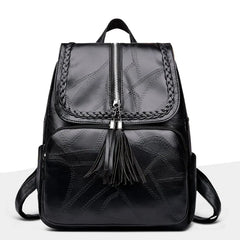 Women Vintage Backpack Large Capacity Leather Shoulder Bag For Teenager Girls