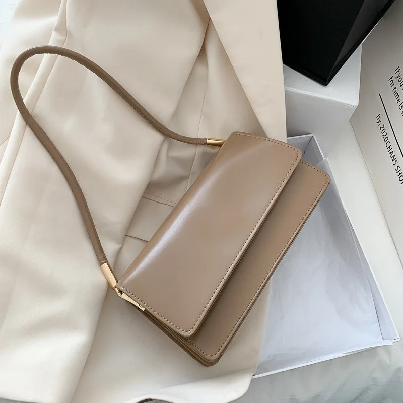 High Women's PU Leather Shoulder Bag Solid Color Single Pack