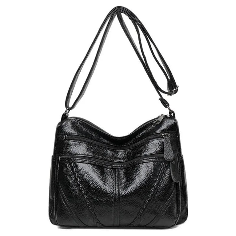 Women's Soft Leather Shoulder Bag Handbag Multi-Layer Classic Crossbody Bag
