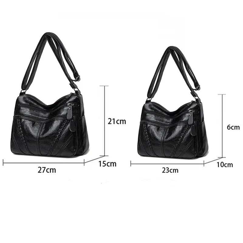 Women's Soft Leather Shoulder Bag Handbag Multi-Layer Classic Crossbody Bag