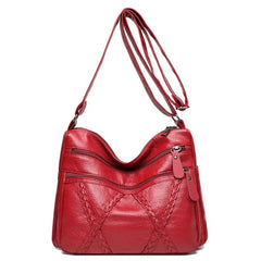 Women's Soft Leather Shoulder Bag Handbag Multi-Layer Classic Crossbody Bag