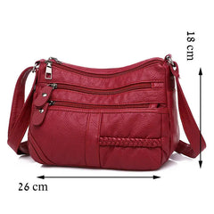 Women's Soft Leather Shoulder Bags Multi-Layer Crossbody Handbag