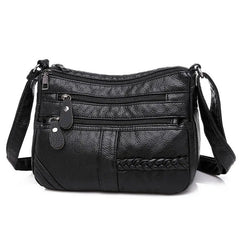 Women's Soft Leather Shoulder Bags Multi-Layer Crossbody Handbag