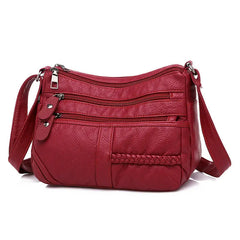 Women's Soft Leather Shoulder Bags Multi-Layer Crossbody Handbag