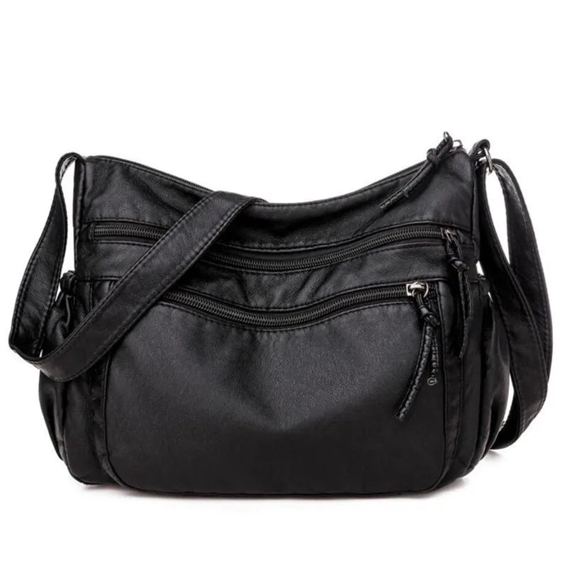 Women's Leather Shoulder Bag Multi-Layer Shopper Classic Crossbody