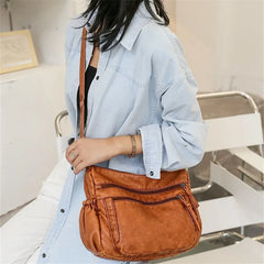 Women's Leather Shoulder Bag Multi-Layer Shopper Classic Crossbody