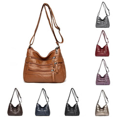 Women's Leather Shoulder Bag Multi-Layer Shopper Crossbody Handbag