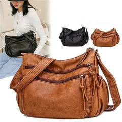 Women's Leather Shoulder Bag Multi-Layer Shopper Classic Crossbody