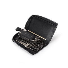 High Woven Key Bag Leather Unisex Key Wallet Woman Keys Organizer