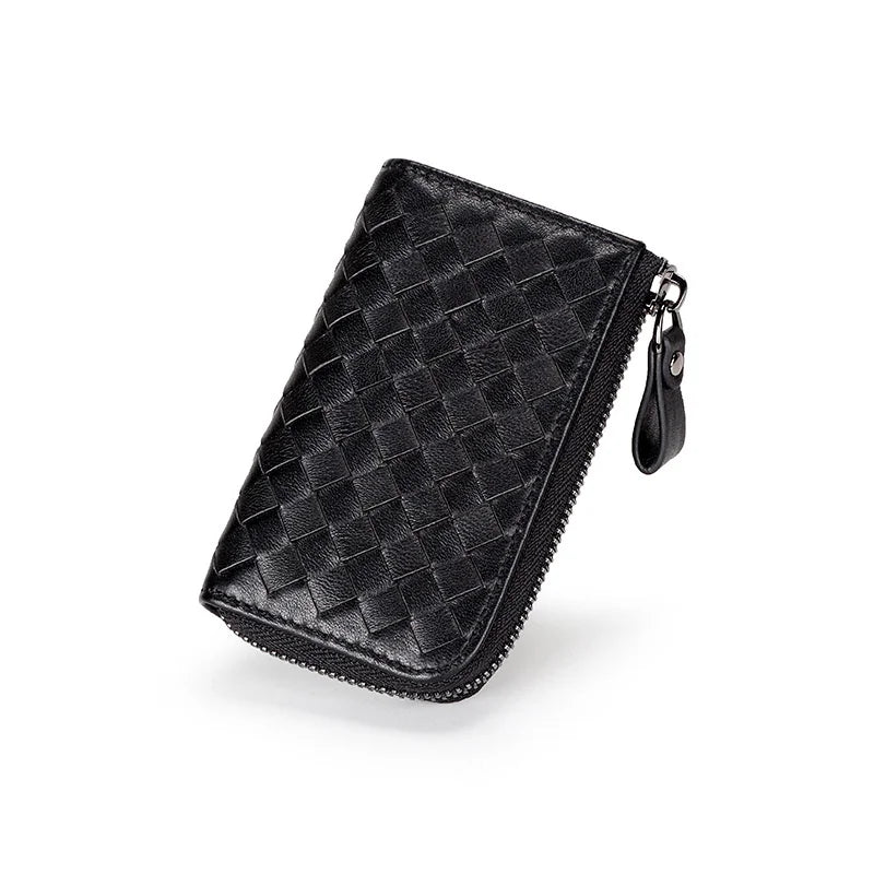 High Woven Key Bag Leather Unisex Key Wallet Woman Keys Organizer