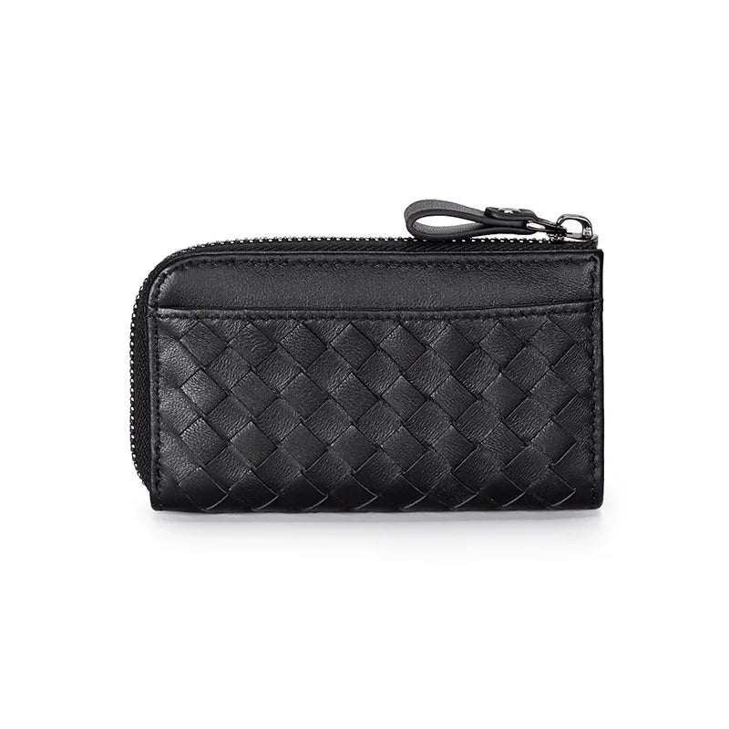 High Woven Key Bag Leather Unisex Key Wallet Woman Keys Organizer