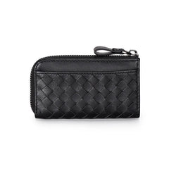High Woven Key Bag Leather Unisex Key Wallet Woman Keys Organizer