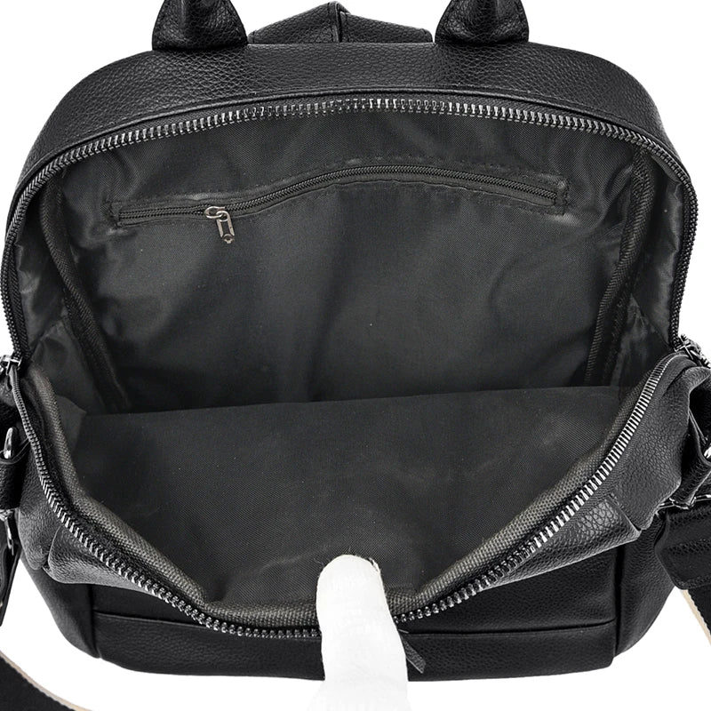 Youth Leather Backpack for Teenage Girls School Shoulder Bag Women Backpack