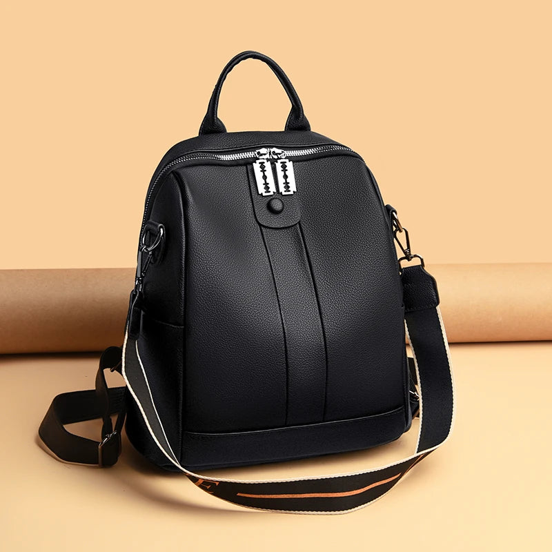 Youth Leather Backpack for Teenage Girls School Shoulder Bag Women Backpack