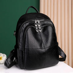 Stylish PU Leather Teenage Girls School Backpack