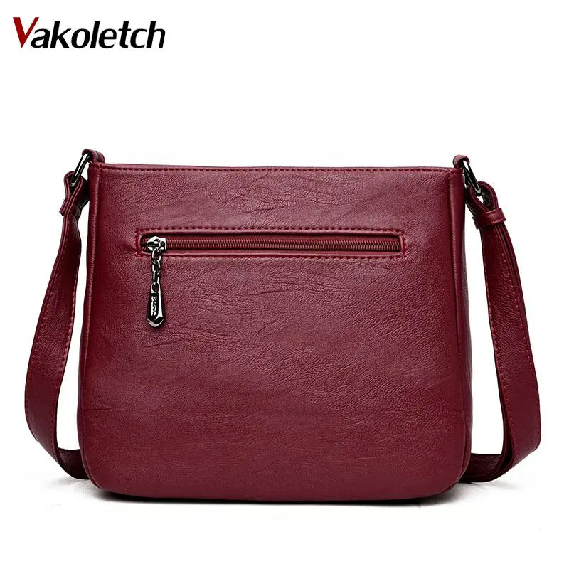 Women Crossbody Bag Sheepskin Casual Zipper Shoulder Bag KL309