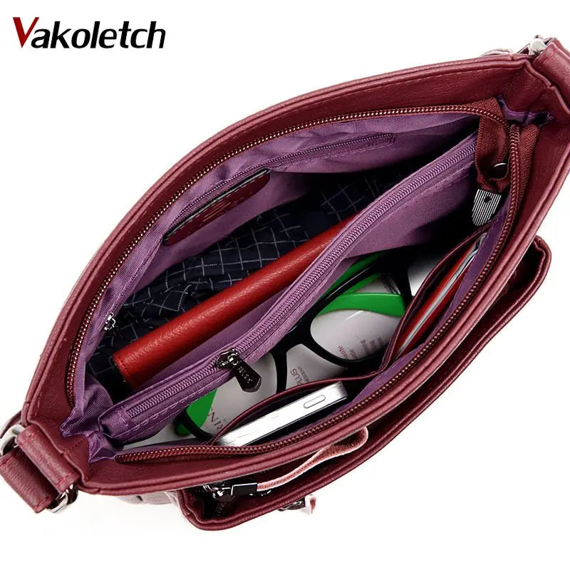 Women Crossbody Bag Sheepskin Casual Zipper Shoulder Bag KL309
