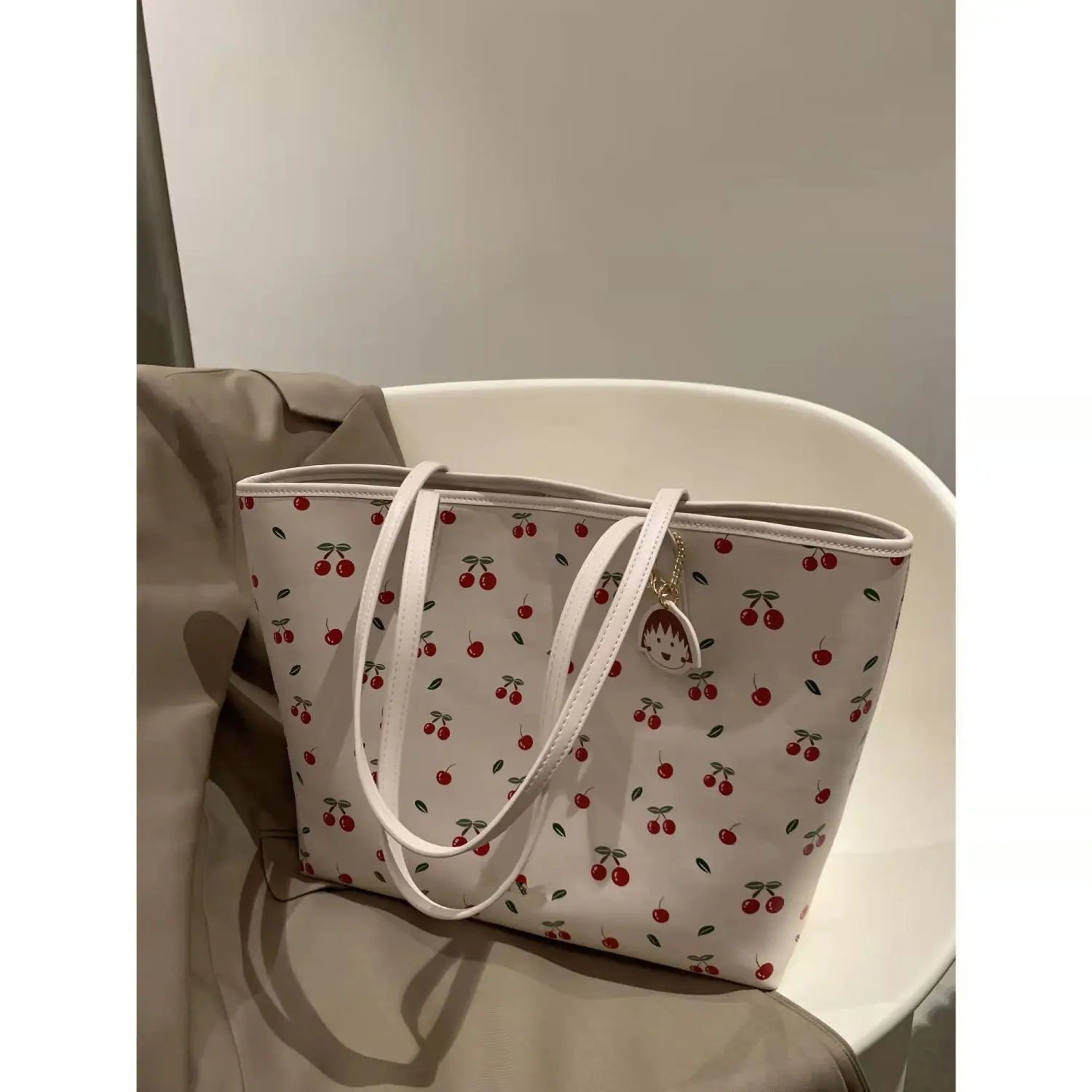 High Quality Women's Handbag Cherry Purses Large Capacity Flower Tote Bag