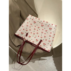 High Quality Women's Handbag Cherry Purses Large Capacity Flower Tote Bag
