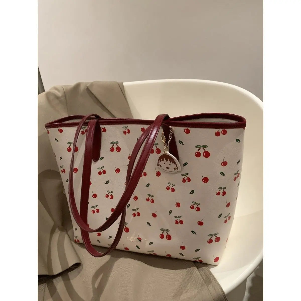 High Quality Women's Handbag Cherry Purses Large Capacity Flower Tote Bag