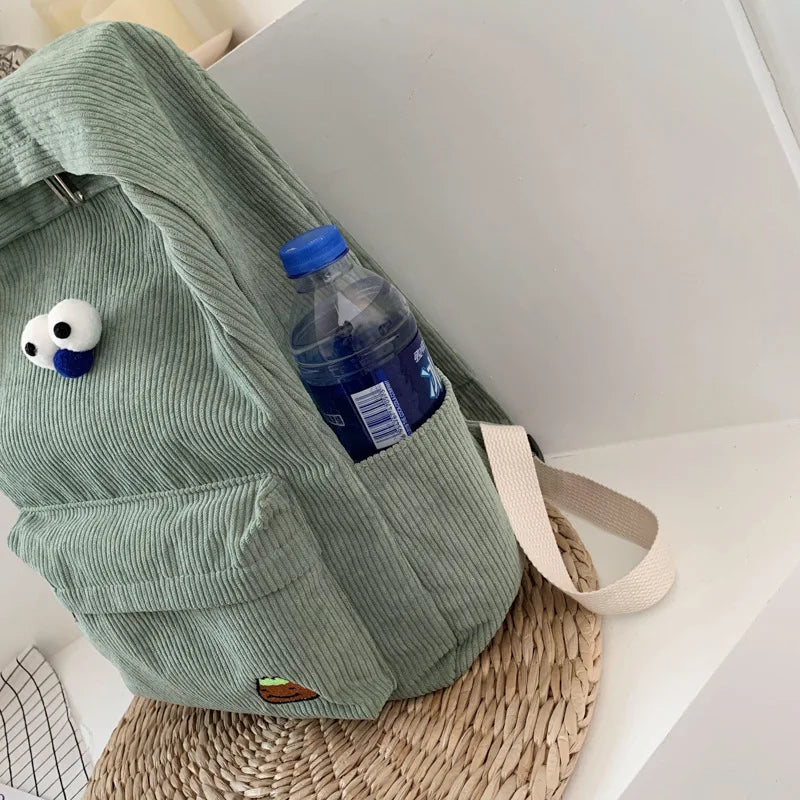 Corduroy High School Backpack Girls' Travel Bag