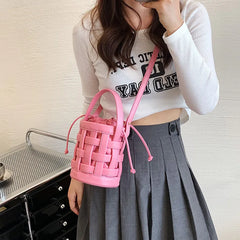 Summer Hand-woven Bucket Bag Green Crossbody Bag