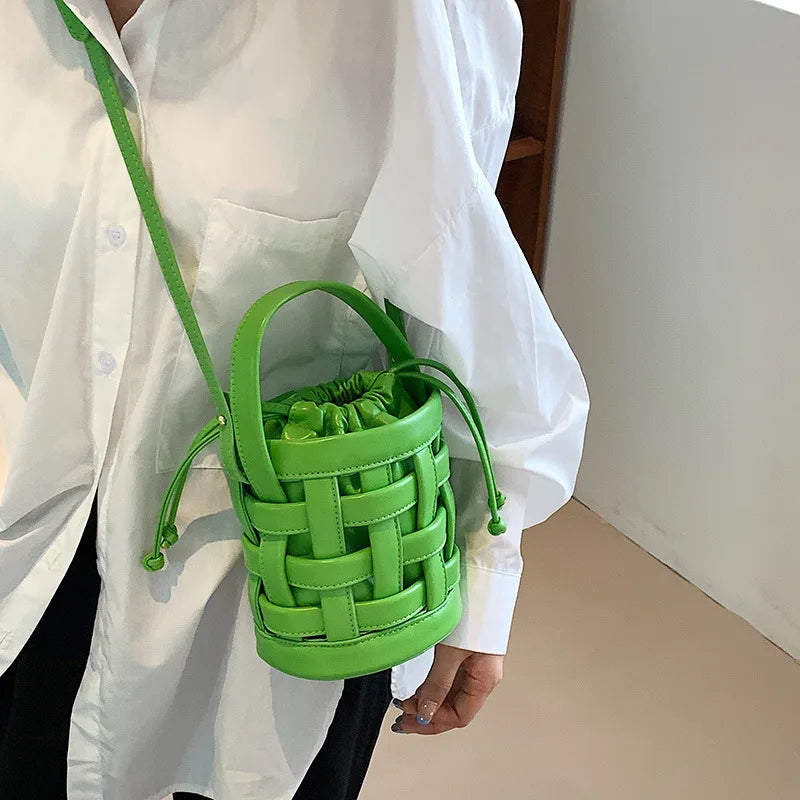 Summer Hand-woven Bucket Bag Green Crossbody Bag