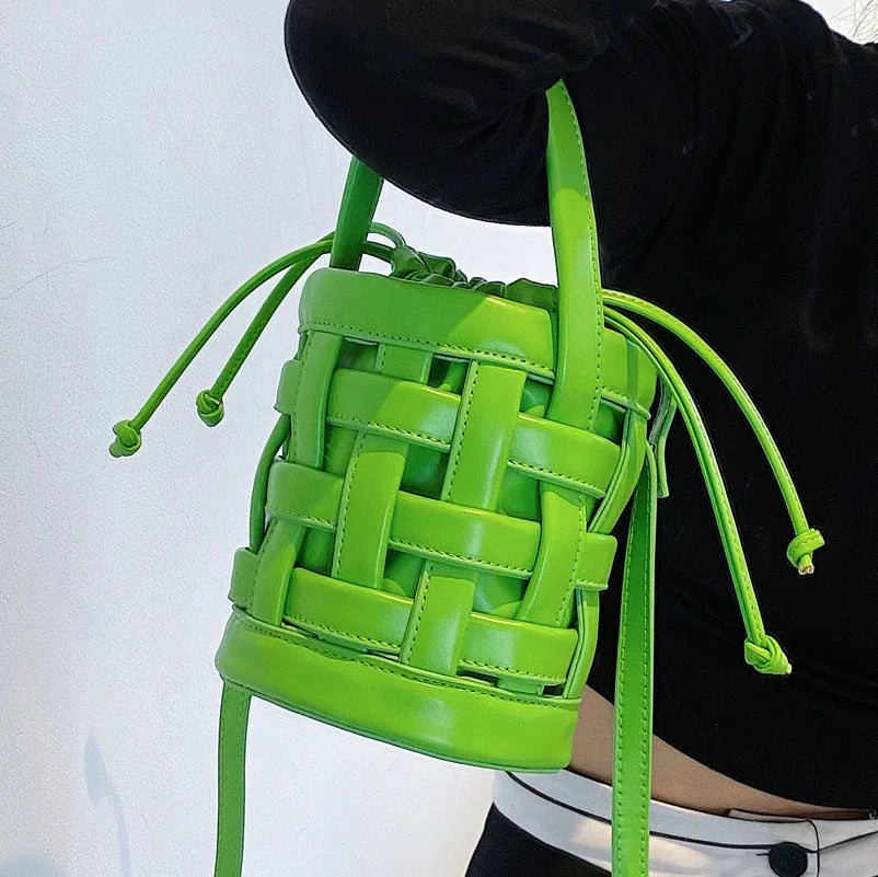 Summer Hand-woven Bucket Bag Green Crossbody Bag