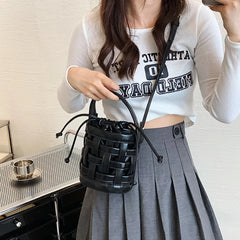 Summer Hand-woven Bucket Bag Green Crossbody Bag