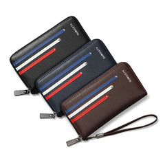 Men long wallet PU leather slot zippered mobile phone bag