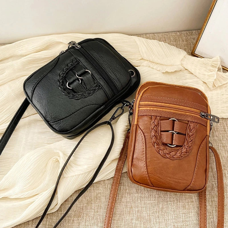 High-capacity Shoulder Bags PU Women Mobile Phone Bags Mini Female Earphone Jack