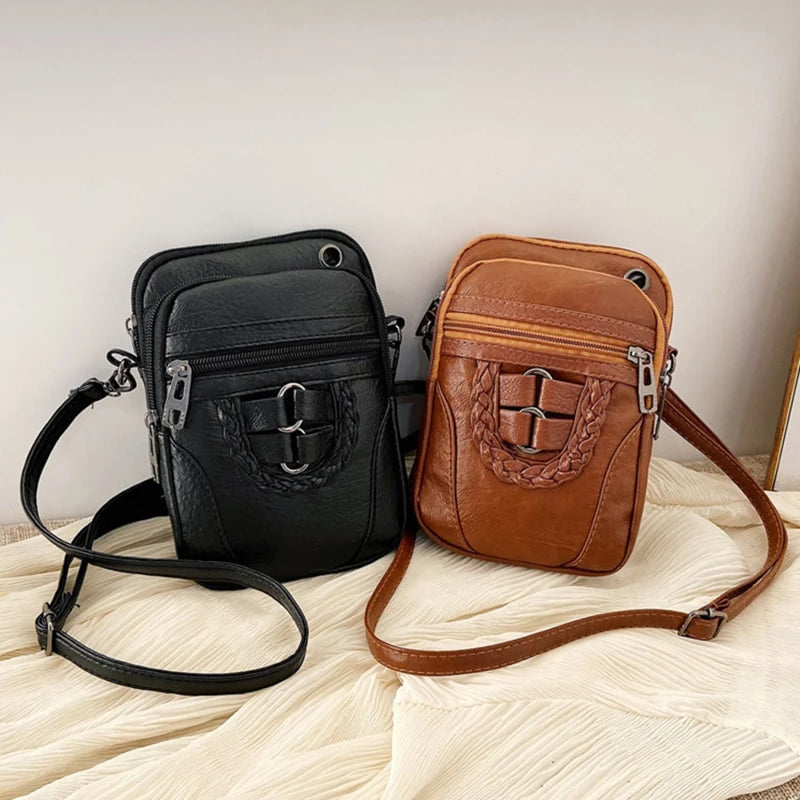 High-capacity Shoulder Bags PU Women Mobile Phone Bags Mini Female Earphone Jack