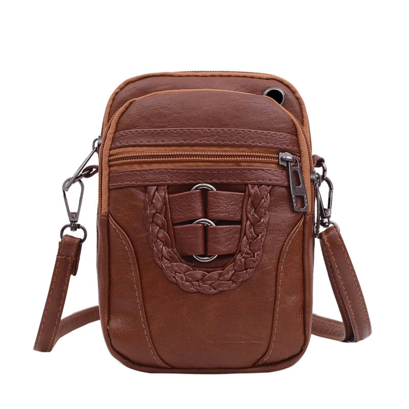 High-capacity Shoulder Bags PU Women Mobile Phone Bags Mini Female Earphone Jack