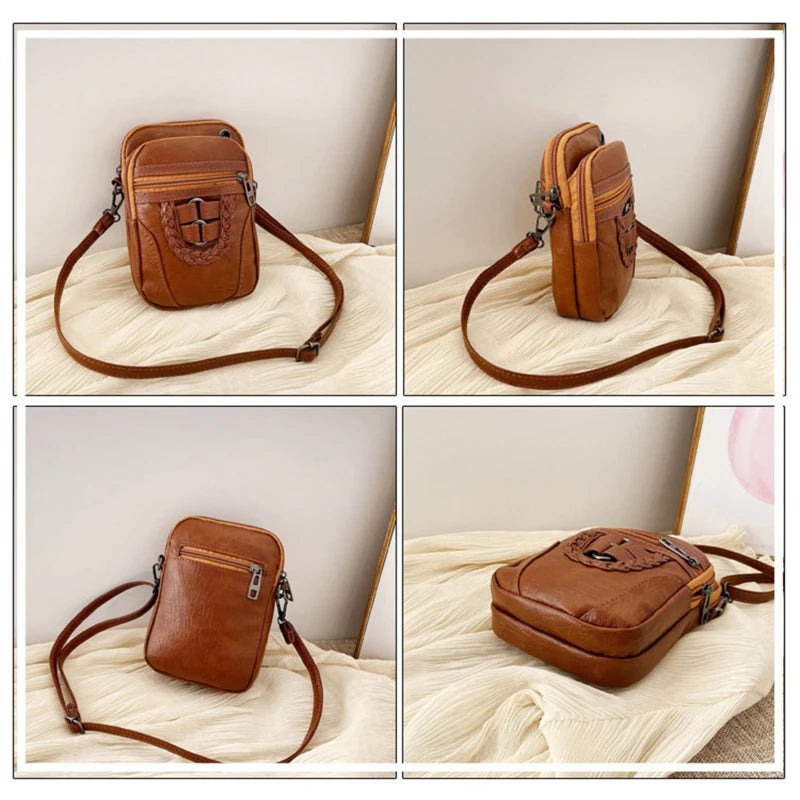 High-capacity Shoulder Bags PU Women Mobile Phone Bags Mini Female Earphone Jack