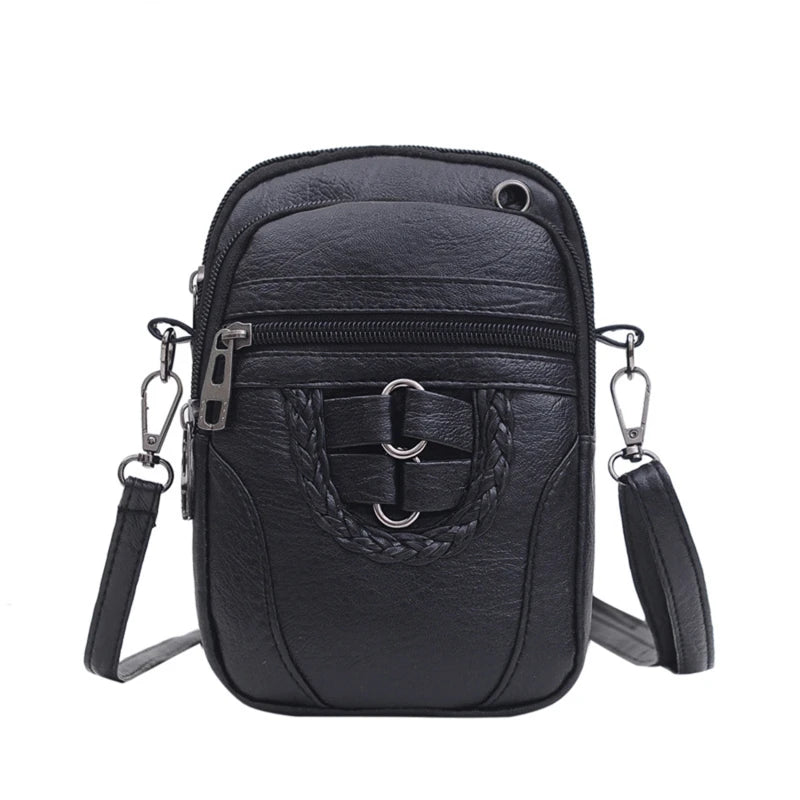 High-capacity Shoulder Bags PU Women Mobile Phone Bags Mini Female Earphone Jack